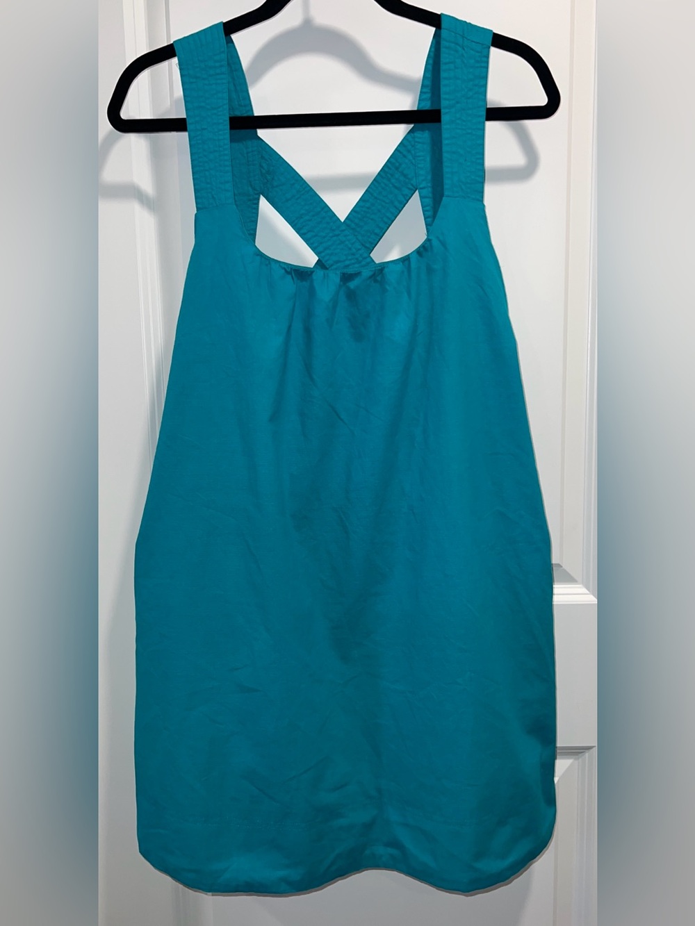 New In Women’s Sleeveless Mini Dress with Crisscross Back in Teal Size S